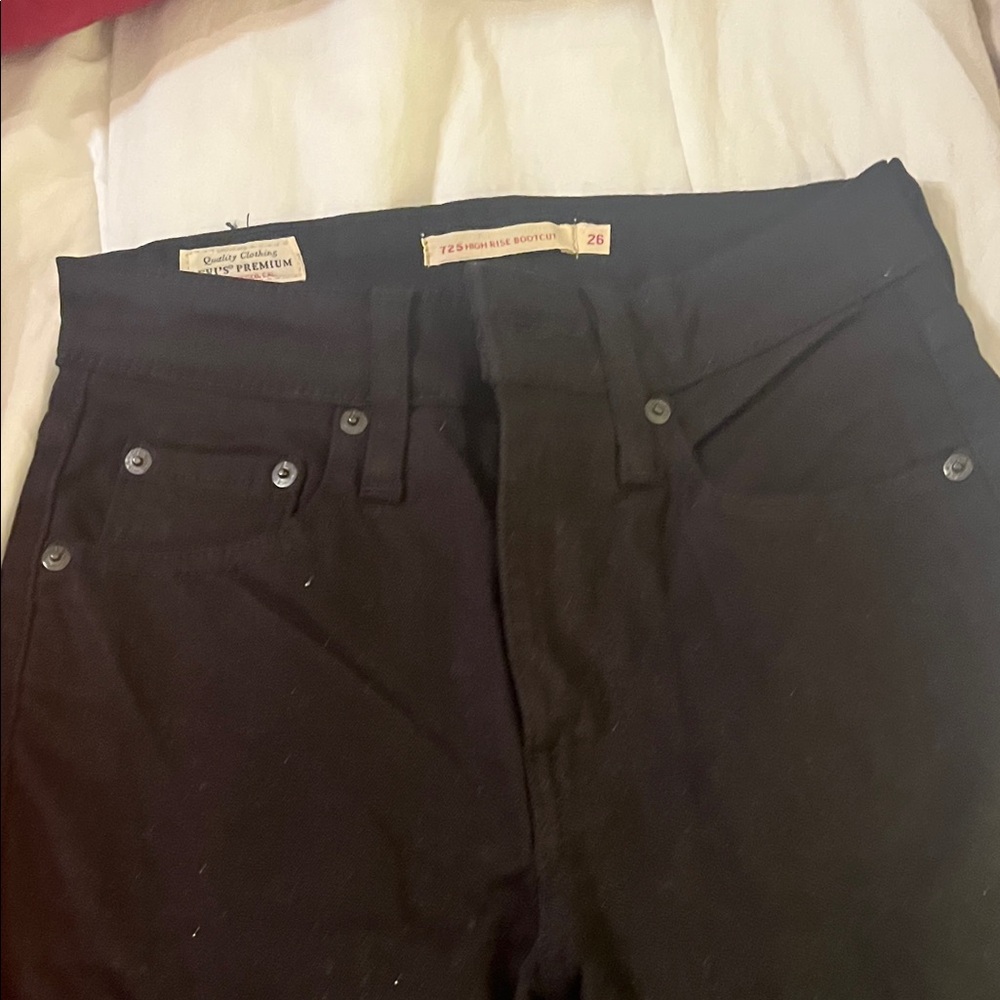 Levi's Classic Black Denim Pants HiGh Rise Boot cut 26x30